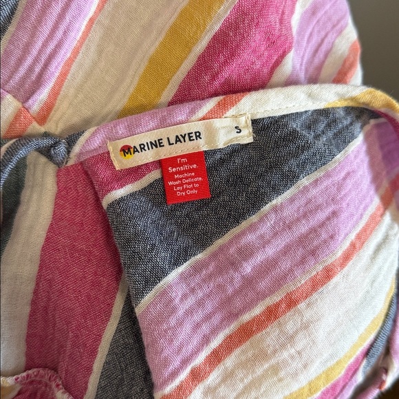 MARINE LAYER - Corinne Stripe Cotton Gauze Maxi Dress In Multi - Size Small - Picture 8 of 9